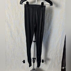 Weissman Black Pleather Dance Leggings